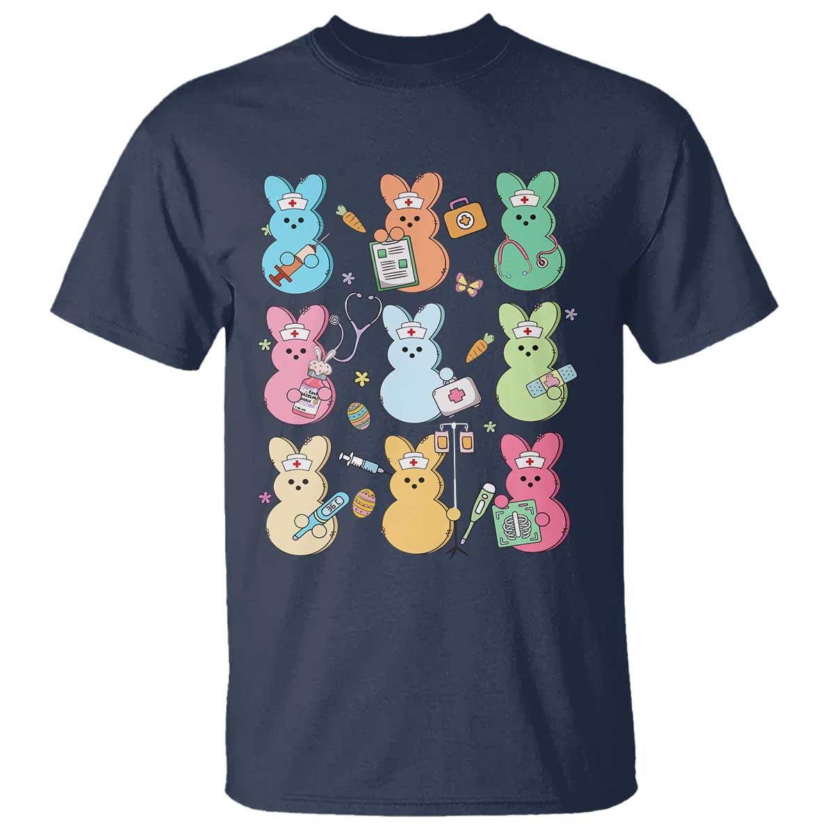 Easter Nurse Bunny T Shirt Funny Nursing Easter Spring Nurse Gift TS10 Navy Print Your Wear