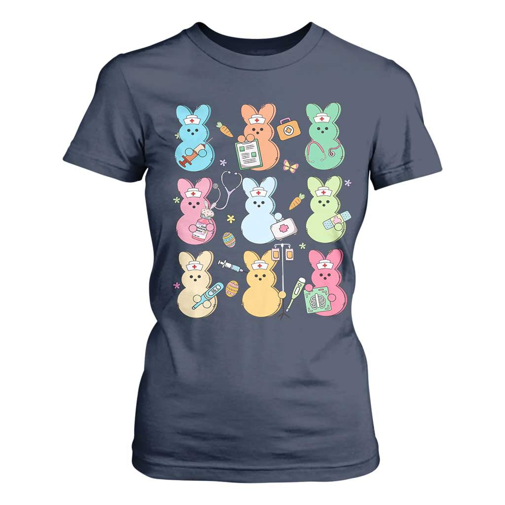 Easter Nurse Bunny T Shirt For Women Funny Nursing Easter Spring Nurse Gift TS10 Navy Print Your Wear