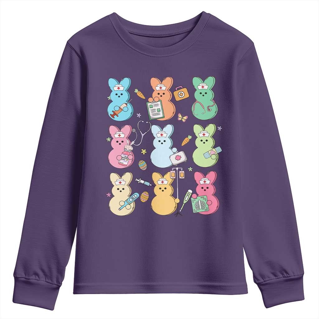 Easter Nurse Bunny Youth Sweatshirt Funny Nursing Easter Spring Nurse Gift TS10 Purple Print Your Wear