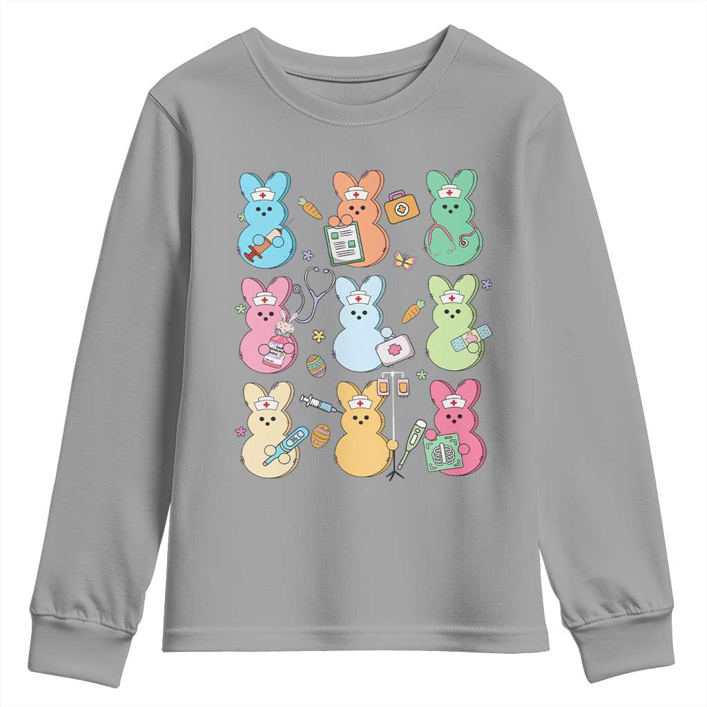 Easter Nurse Bunny Youth Sweatshirt Funny Nursing Easter Spring Nurse Gift TS10 Sport Gray Print Your Wear