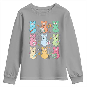 Easter Nurse Bunny Youth Sweatshirt Funny Nursing Easter Spring Nurse Gift TS10 Sport Gray Print Your Wear