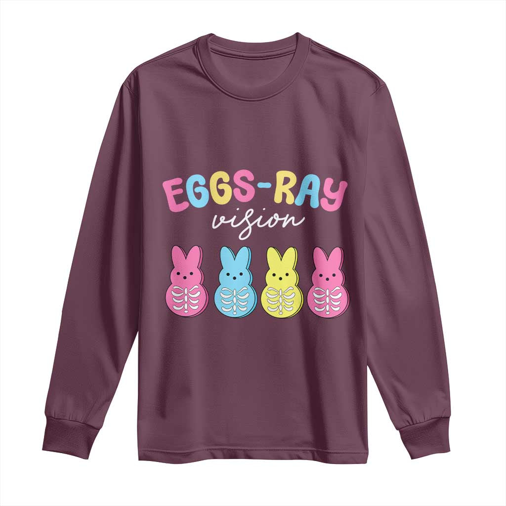 Radiology Easter Long Sleeve Shirt Eggs Ray Vision Xray Tech TS10 Maroon Print Your Wear