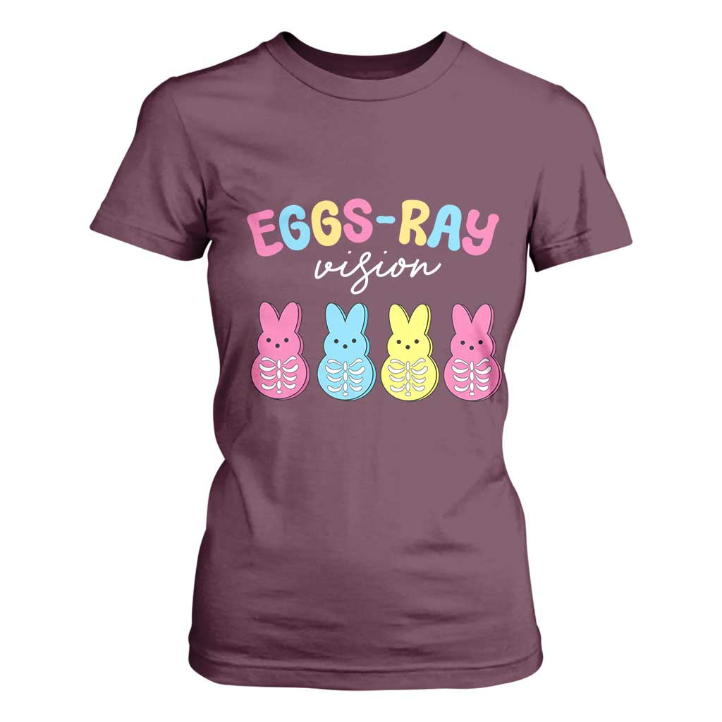 Radiology Easter T Shirt For Women Eggs Ray Vision Xray Tech TS10 Maroon Print Your Wear
