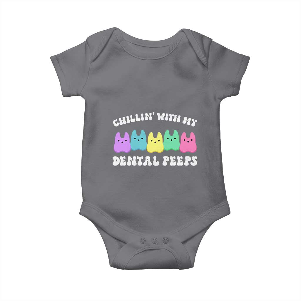 Easter Dental Bunny Baby Onesie Chilling With My Dental Peeps TS10 Charcoal Print Your Wear