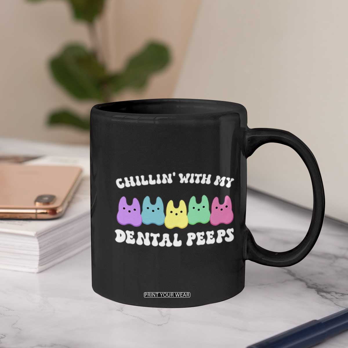 Easter Dental Bunny Coffee Mug Chilling With My Dental Peeps TS10 Print Your Wear