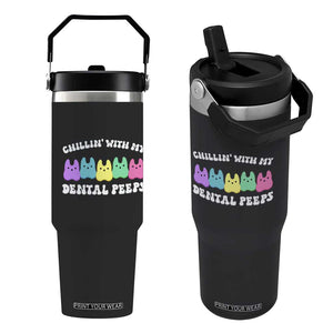 Easter Dental Bunny Flip Straw Tumbler Chilling With My Dental Peeps TS10 One Size: 30 oz Black Print Your Wear