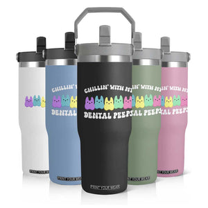 Easter Dental Bunny Flip Straw Tumbler Chilling With My Dental Peeps TS10 Print Your Wear