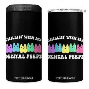 Easter Dental Bunny 4 in 1 Can Cooler Tumbler Chilling With My Dental Peeps TS10 One Size: 16 oz Black Print Your Wear