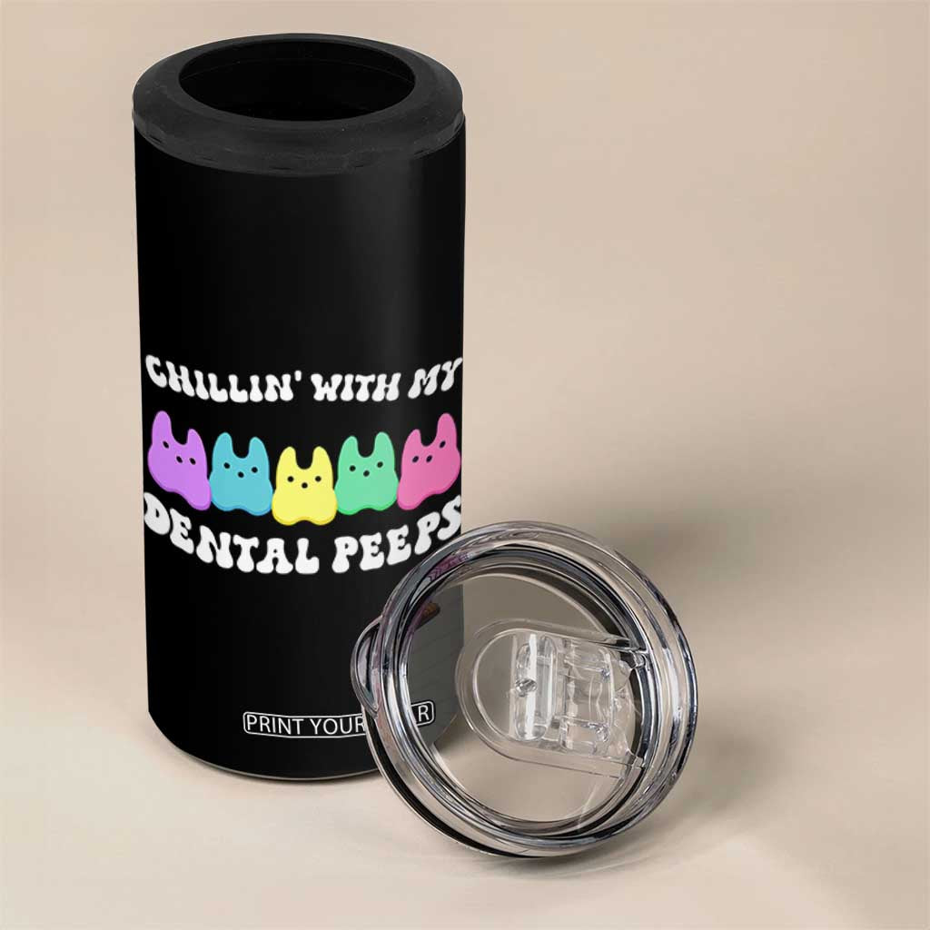 Easter Dental Bunny 4 in 1 Can Cooler Tumbler Chilling With My Dental Peeps TS10 Print Your Wear