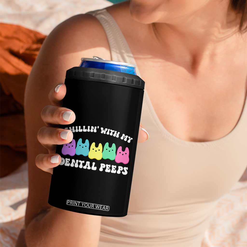 Easter Dental Bunny 4 in 1 Can Cooler Tumbler Chilling With My Dental Peeps TS10 Print Your Wear