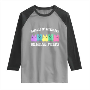Easter Dental Bunny Raglan Shirt Chilling With My Dental Peeps TS10 Sport Gray Black Print Your Wear