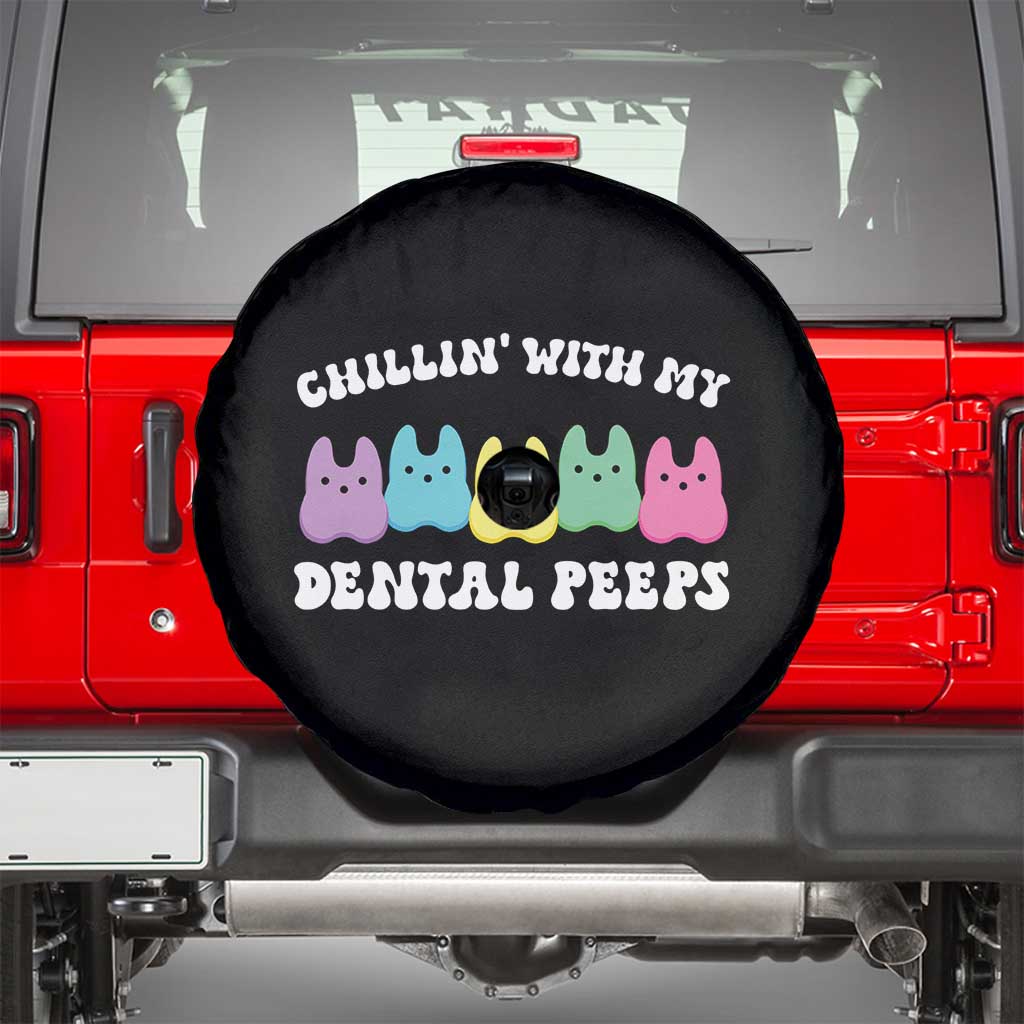 Easter Dental Bunny Spare Tire Cover Chilling With My Dental Peeps TS10 Black Print Your Wear