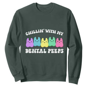 Easter Dental Bunny Sweatshirt Chilling With My Dental Peeps TS10 Dark Forest Green Print Your Wear