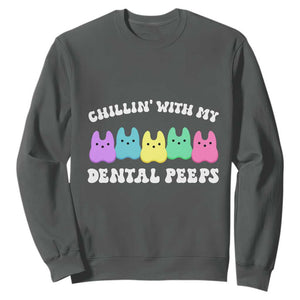 Easter Dental Bunny Sweatshirt Chilling With My Dental Peeps TS10 Dark Heather Print Your Wear