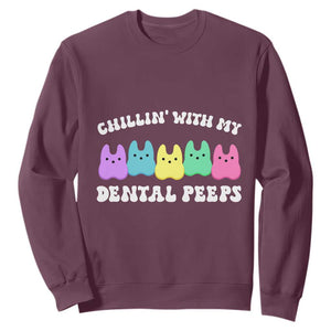 Easter Dental Bunny Sweatshirt Chilling With My Dental Peeps TS10 Maroon Print Your Wear