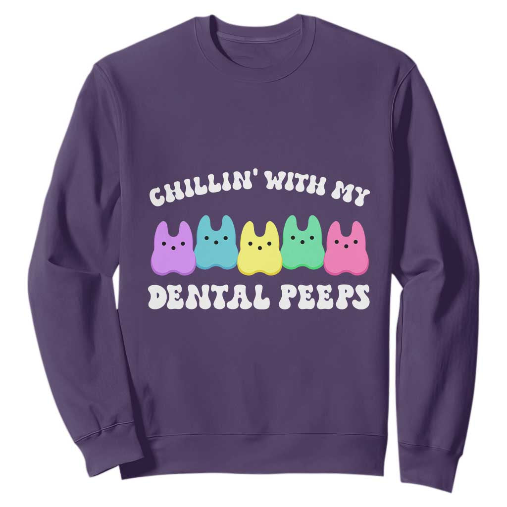Easter Dental Bunny Sweatshirt Chilling With My Dental Peeps TS10 Purple Print Your Wear