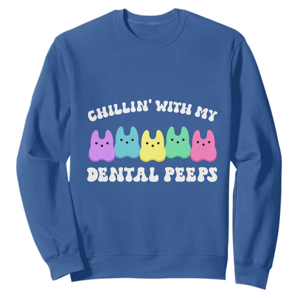 Easter Dental Bunny Sweatshirt Chilling With My Dental Peeps TS10 Royal Blue Print Your Wear