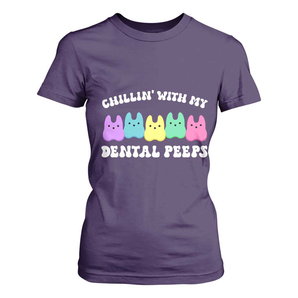 Easter Dental Bunny T Shirt For Women Chilling With My Dental Peeps TS10 Purple Print Your Wear