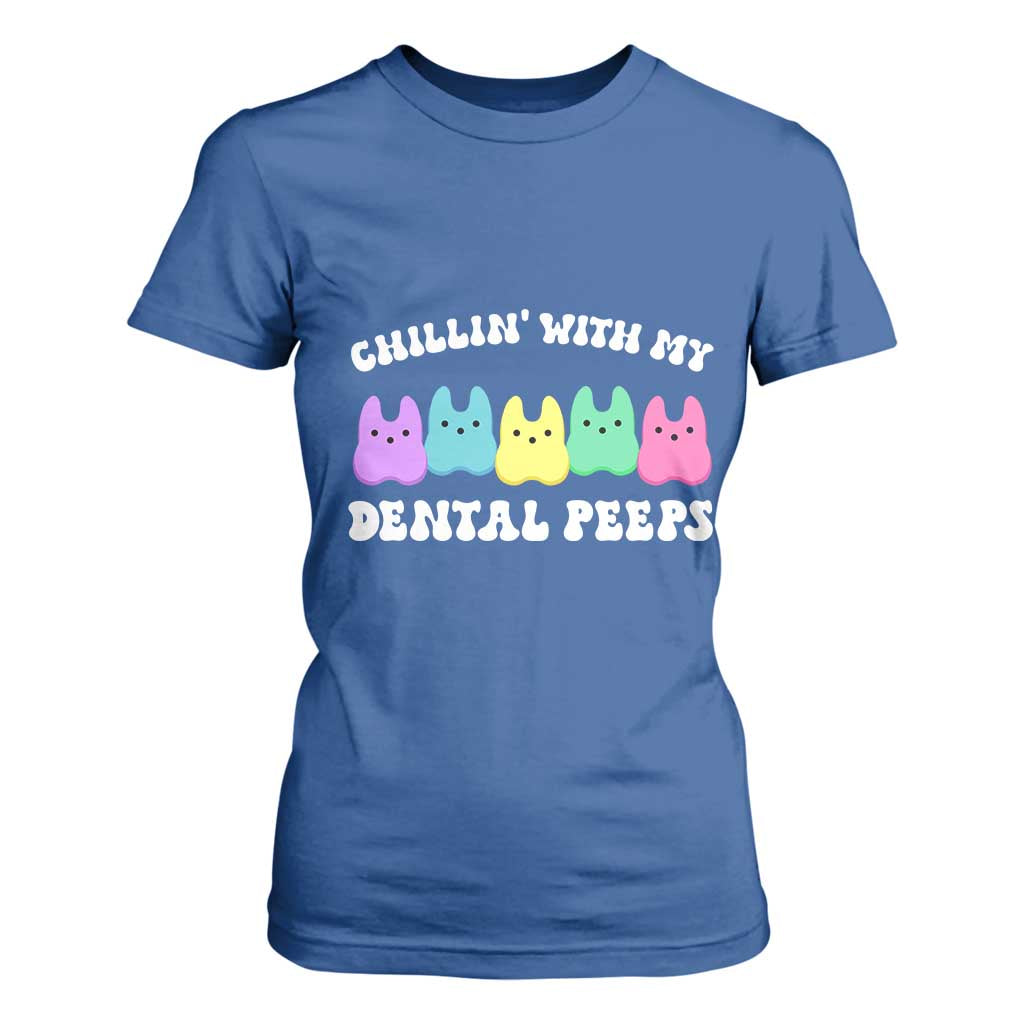 Easter Dental Bunny T Shirt For Women Chilling With My Dental Peeps TS10 Royal Blue Print Your Wear