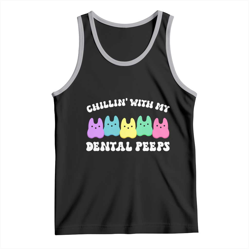 Easter Dental Bunny Tank Top Chilling With My Dental Peeps TS10 Black Athletic Heather Print Your Wear