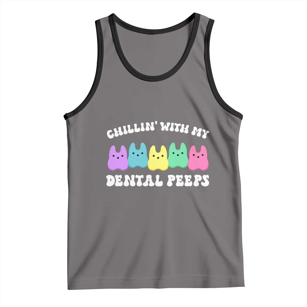 Easter Dental Bunny Tank Top Chilling With My Dental Peeps TS10 Deep Heather Black Print Your Wear