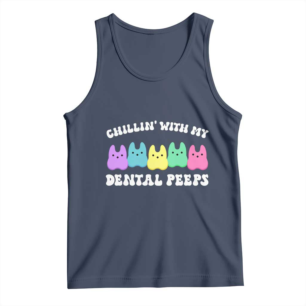 Easter Dental Bunny Tank Top Chilling With My Dental Peeps TS10 Navy Print Your Wear