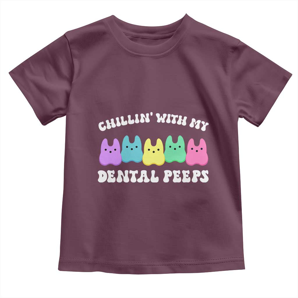 Easter Dental Bunny Toddler T Shirt Chilling With My Dental Peeps TS10 Maroon Print Your Wear