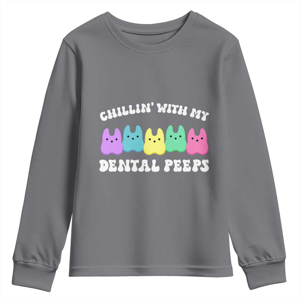 Easter Dental Bunny Youth Sweatshirt Chilling With My Dental Peeps TS10 Charcoal Print Your Wear