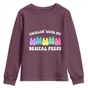 Easter Dental Bunny Youth Sweatshirt Chilling With My Dental Peeps TS10 Maroon Print Your Wear
