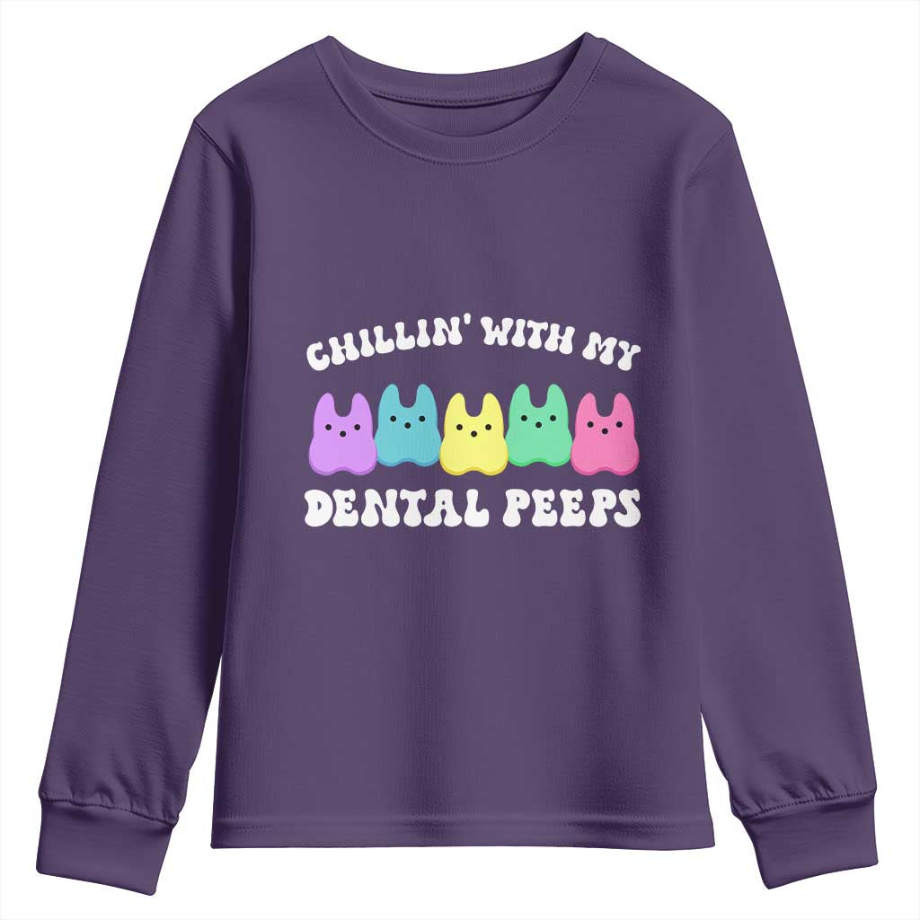 Easter Dental Bunny Youth Sweatshirt Chilling With My Dental Peeps TS10 Purple Print Your Wear