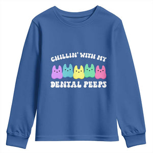 Easter Dental Bunny Youth Sweatshirt Chilling With My Dental Peeps TS10 Royal Blue Print Your Wear