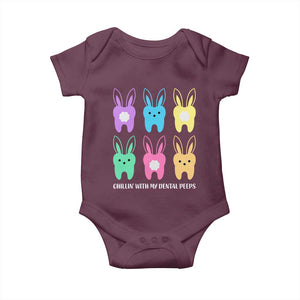 Easter Dentist Baby Onesie Chilling With My Dental Peeps Bunny TS10 Maroon Print Your Wear