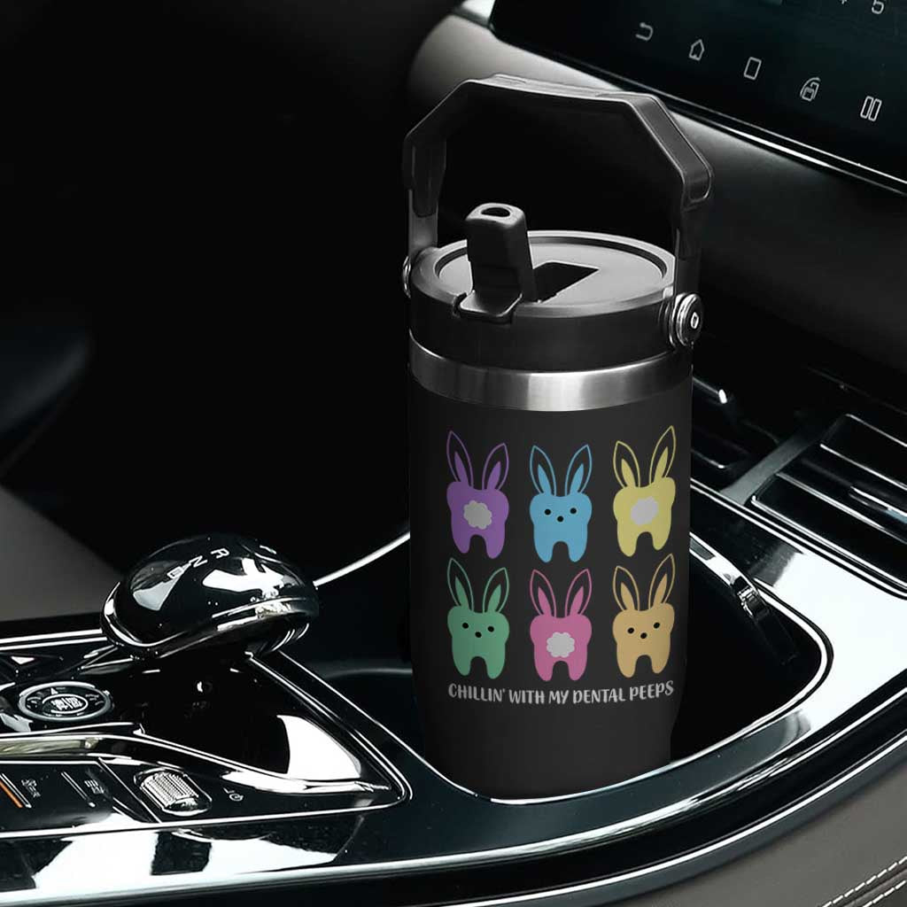 Easter Dentist Flip Straw Tumbler Chilling With My Dental Peeps Bunny TS10 Print Your Wear