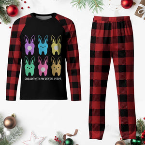 Easter Dentist Plaid Pajama Set Chilling With My Dental Peeps Bunny TS10 Buffalo Plaid Print Your Wear