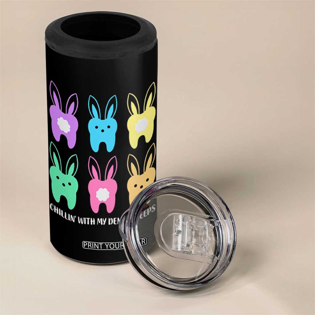 Easter Dentist 4 in 1 Can Cooler Tumbler Chilling With My Dental Peeps Bunny TS10 Print Your Wear