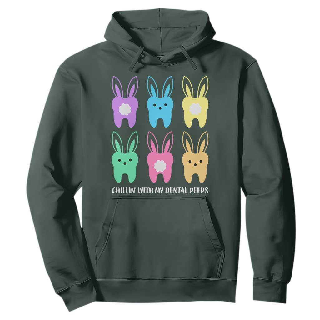 Easter Dentist Hoodie Chilling With My Dental Peeps Bunny TS10 Dark Forest Green Print Your Wear