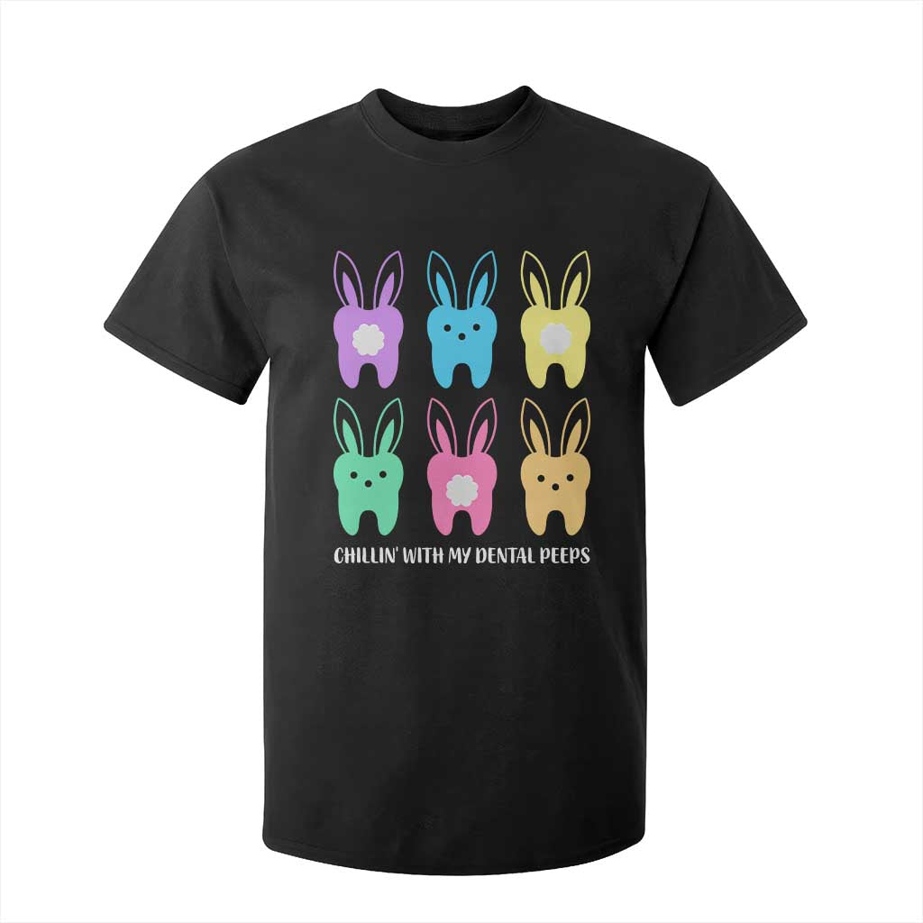 Easter Dentist T Shirt For Kid Chilling With My Dental Peeps Bunny TS10 Black Print Your Wear