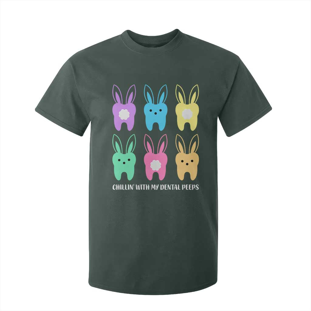 Easter Dentist T Shirt For Kid Chilling With My Dental Peeps Bunny TS10 Dark Forest Green Print Your Wear