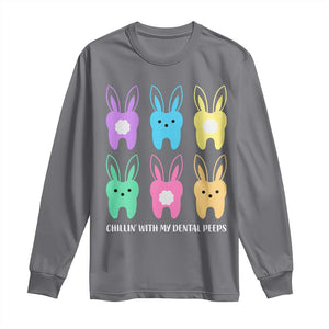Easter Dentist Long Sleeve Shirt Chilling With My Dental Peeps Bunny TS10 Charcoal Print Your Wear