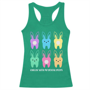 Easter Dentist Racerback Tank Top Chilling With My Dental Peeps Bunny TS10 Irish Green Print Your Wear