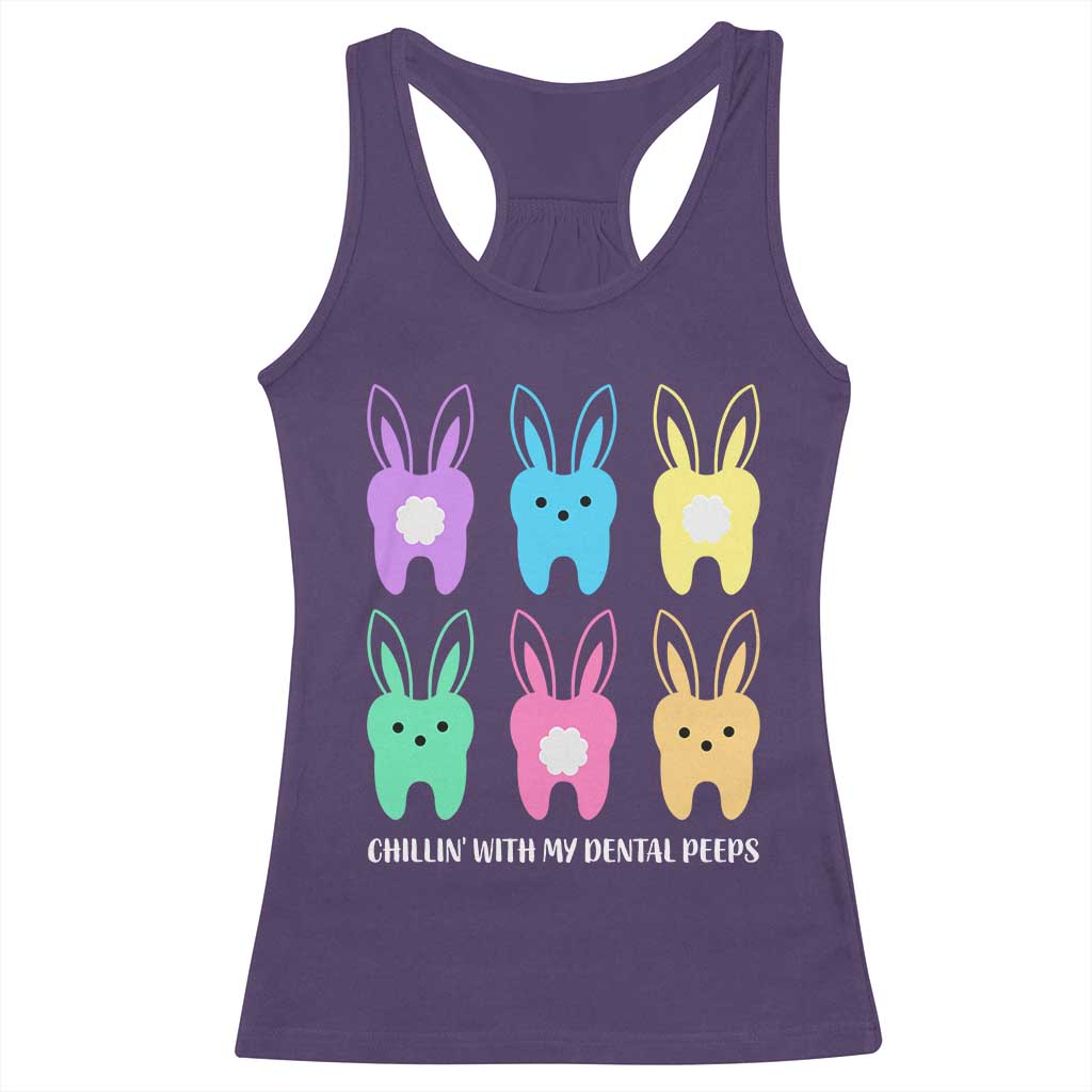 Easter Dentist Racerback Tank Top Chilling With My Dental Peeps Bunny TS10 Purple Print Your Wear
