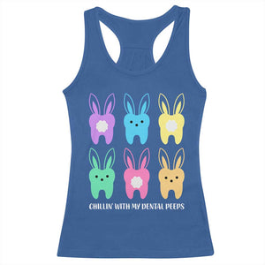 Easter Dentist Racerback Tank Top Chilling With My Dental Peeps Bunny TS10 Royal Blue Print Your Wear