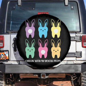 Easter Dentist Spare Tire Cover Chilling With My Dental Peeps Bunny TS10 No hole Black Print Your Wear