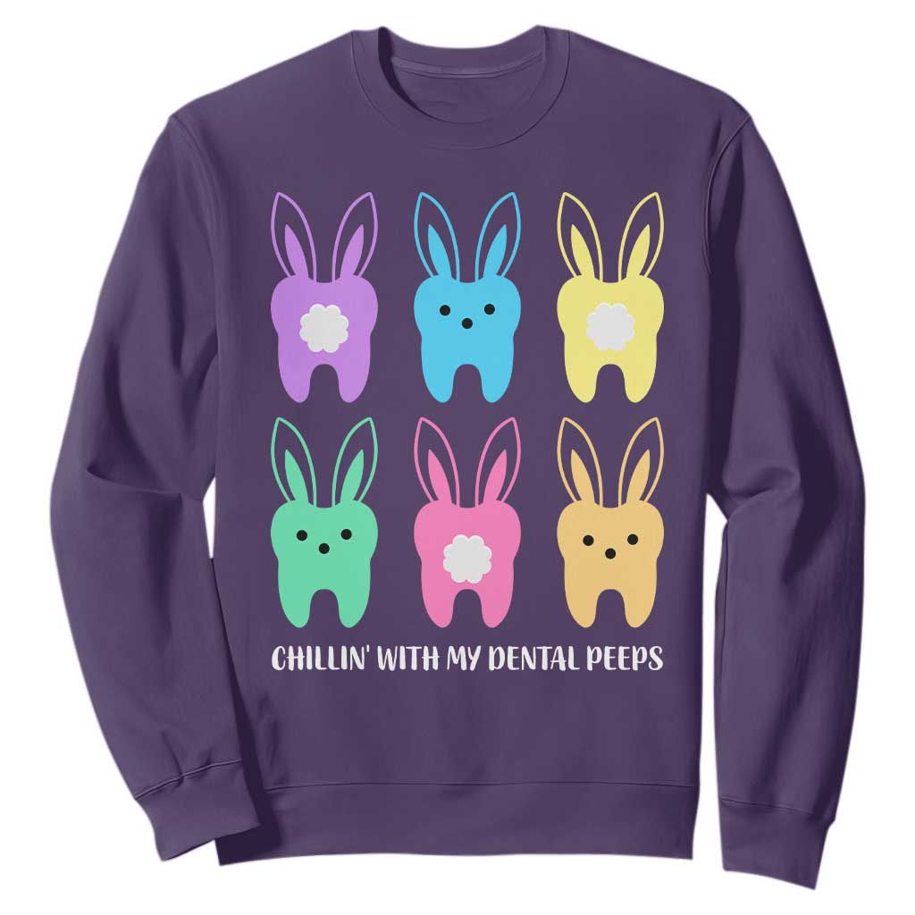 Easter Dentist Sweatshirt Chilling With My Dental Peeps Bunny TS10 Purple Print Your Wear