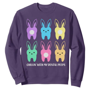Easter Dentist Sweatshirt Chilling With My Dental Peeps Bunny TS10 Purple Print Your Wear