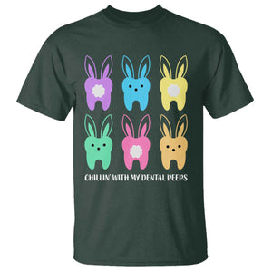 Easter Dentist T Shirt Chilling With My Dental Peeps Bunny TS10 Dark Forest Green Print Your Wear