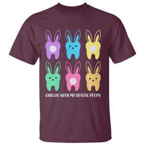 Easter Dentist T Shirt Chilling With My Dental Peeps Bunny TS10 Maroon Print Your Wear