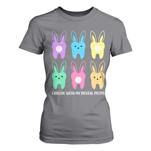 Easter Dentist T Shirt For Women Chilling With My Dental Peeps Bunny TS10 Charcoal Print Your Wear