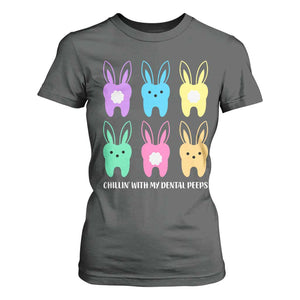 Easter Dentist T Shirt For Women Chilling With My Dental Peeps Bunny TS10 Dark Heather Print Your Wear
