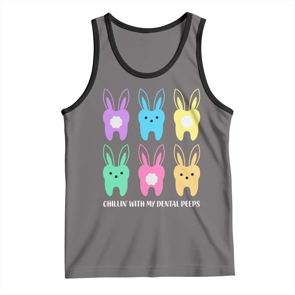 Easter Dentist Tank Top Chilling With My Dental Peeps Bunny TS10 Deep Heather Black Print Your Wear